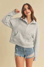 Load image into Gallery viewer, Half Zip Cropped Hoodie in Heather Grey