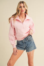 Load image into Gallery viewer, Half Zip Cropped Hoodie in Pink
