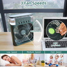 Load image into Gallery viewer, Desktop Electric Fan Air Cooler Water Cooling Spray Fan Portable Air Conditioner USB Humidification Fan Mini Air Humidifier