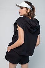Load image into Gallery viewer, Sleeveless Hoodie and Shorts Set in Black