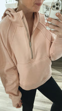 Load image into Gallery viewer, Half Zip Cropped Hoodie in Pink