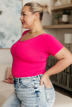 Load image into Gallery viewer, Everyday Scoop Neck Short Sleeve Top in Fuchsia