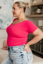 Load image into Gallery viewer, Everyday Scoop Neck Short Sleeve Top in Fuchsia