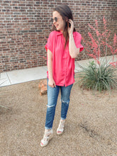 Load image into Gallery viewer, The Charlie Button Up Top in Hot Pink
