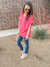 Load image into Gallery viewer, The Charlie Button Up Top in Hot Pink