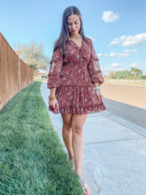 Load image into Gallery viewer, The Madison Maroon Floral Dress