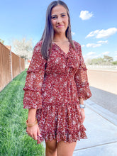 Load image into Gallery viewer, The Madison Maroon Floral Dress