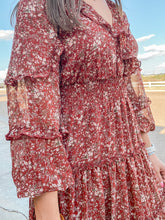 Load image into Gallery viewer, The Madison Maroon Floral Dress