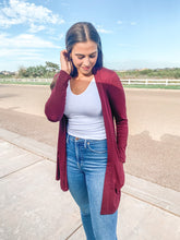 Load image into Gallery viewer, Slouchy Pocket Open Cardigan in Dark Burgundy