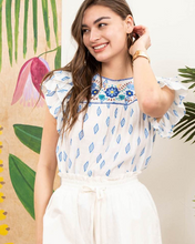 Load image into Gallery viewer, The Jules Blue Embroidery Top