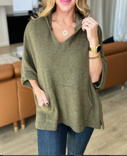 Load image into Gallery viewer, The Paislynn Hooded Poncho in Olive