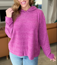 Load image into Gallery viewer, Hooded Melange Brushed Hacci Sweater in Light Plum