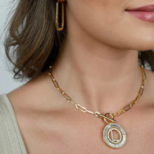 Load image into Gallery viewer, PREORDER: Paperclip Chain Radiant Initial Necklace