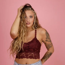 Load image into Gallery viewer, PREORDER: Juniper Lace Bralette in Burgundy