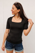 Load image into Gallery viewer, Alyssa Square Neck Tee in Black