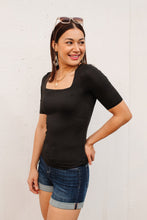 Load image into Gallery viewer, Alyssa Square Neck Tee in Black