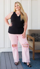 Load image into Gallery viewer, The Evie Distressed Straight Jeans in Pink