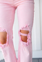 Load image into Gallery viewer, The Evie Distressed Straight Jeans in Pink