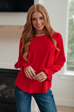Load image into Gallery viewer, Peaceful Moments Smocked Sleeve Blouse in Red