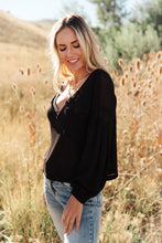 Load image into Gallery viewer, Bellissimo Draped V-Neck Sweater in Black