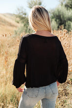 Load image into Gallery viewer, Bellissimo Draped V-Neck Sweater in Black