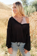 Load image into Gallery viewer, Bellissimo Draped V-Neck Sweater in Black