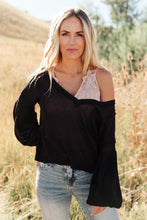 Load image into Gallery viewer, Bellissimo Draped V-Neck Sweater in Black