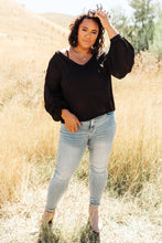 Load image into Gallery viewer, Bellissimo Draped V-Neck Sweater in Black