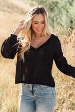 Load image into Gallery viewer, Bellissimo Draped V-Neck Sweater in Black