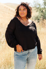 Load image into Gallery viewer, Bellissimo Draped V-Neck Sweater in Black