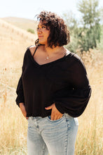 Load image into Gallery viewer, Bellissimo Draped V-Neck Sweater in Black