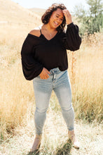 Load image into Gallery viewer, Bellissimo Draped V-Neck Sweater in Black