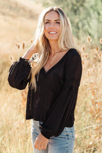 Load image into Gallery viewer, Bellissimo Draped V-Neck Sweater in Black