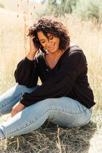 Load image into Gallery viewer, Bellissimo Draped V-Neck Sweater in Black