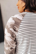 Load image into Gallery viewer, Camo & Stripes Raglan Top