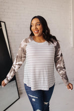 Load image into Gallery viewer, Camo & Stripes Raglan Top