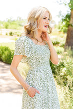 Load image into Gallery viewer, The Beck Olive Floral Smocked Dress