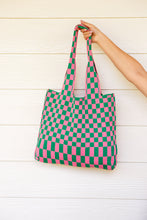 Load image into Gallery viewer, Checkerboard Lazy Wind Big Bag in Pink & Green