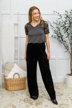 Load image into Gallery viewer, Cleo Velvet Wide Leg Pants In Black