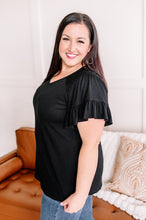 Load image into Gallery viewer, Tinley's Tiers Ruffle Sleeve Top in Black