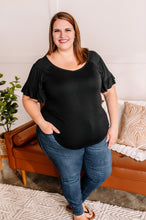 Load image into Gallery viewer, Tinley's Tiers Ruffle Sleeve Top in Black