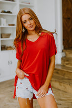 Load image into Gallery viewer, Hi-Waisted Cherry Acid Wash Cutoffs