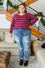 Load image into Gallery viewer, Erika Striped V-Neck Long Sleeve Top in Burgundy