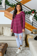 Load image into Gallery viewer, Erika Striped V-Neck Long Sleeve Top in Burgundy