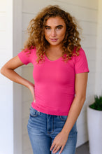 Load image into Gallery viewer, Everyday Scoop Neck Short Sleeve Top in Fuchsia