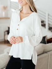 Load image into Gallery viewer, Happier Now Henley Hoodie in Ivory