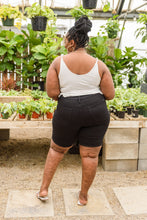 Load image into Gallery viewer, Hi-Rise Black Cuffed Bermuda Shorts