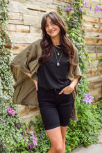 Load image into Gallery viewer, Hi-Rise Black Cuffed Bermuda Shorts