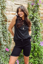 Load image into Gallery viewer, Hi-Rise Black Cuffed Bermuda Shorts