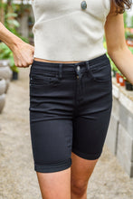 Load image into Gallery viewer, Hi-Rise Black Cuffed Bermuda Shorts